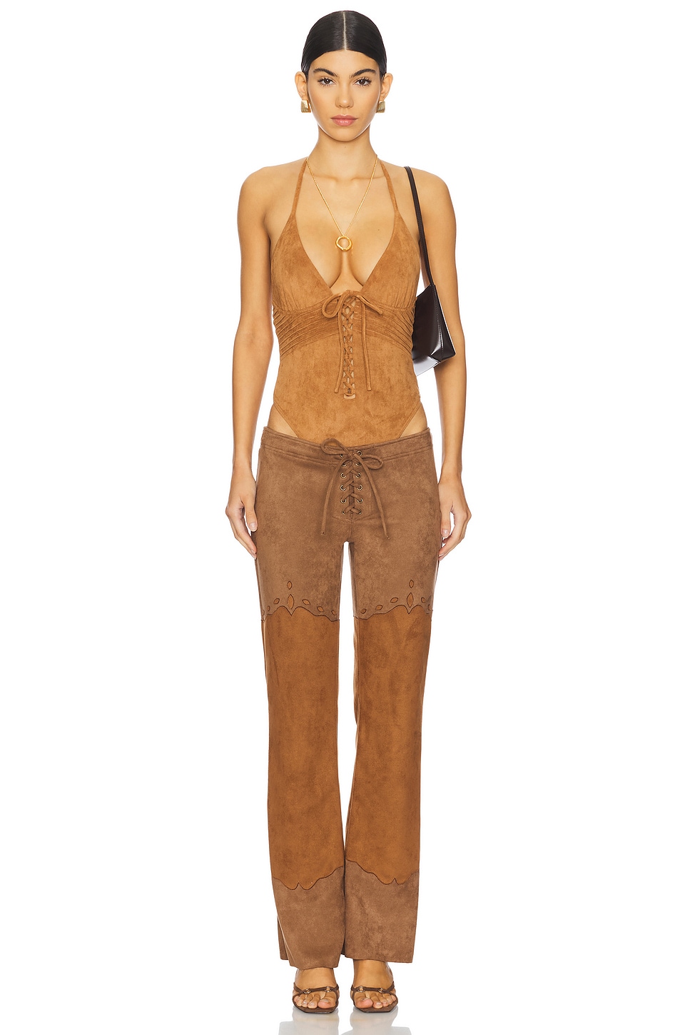 Frankies Bikinis x Bella Hadid Barrel Suede One Piece