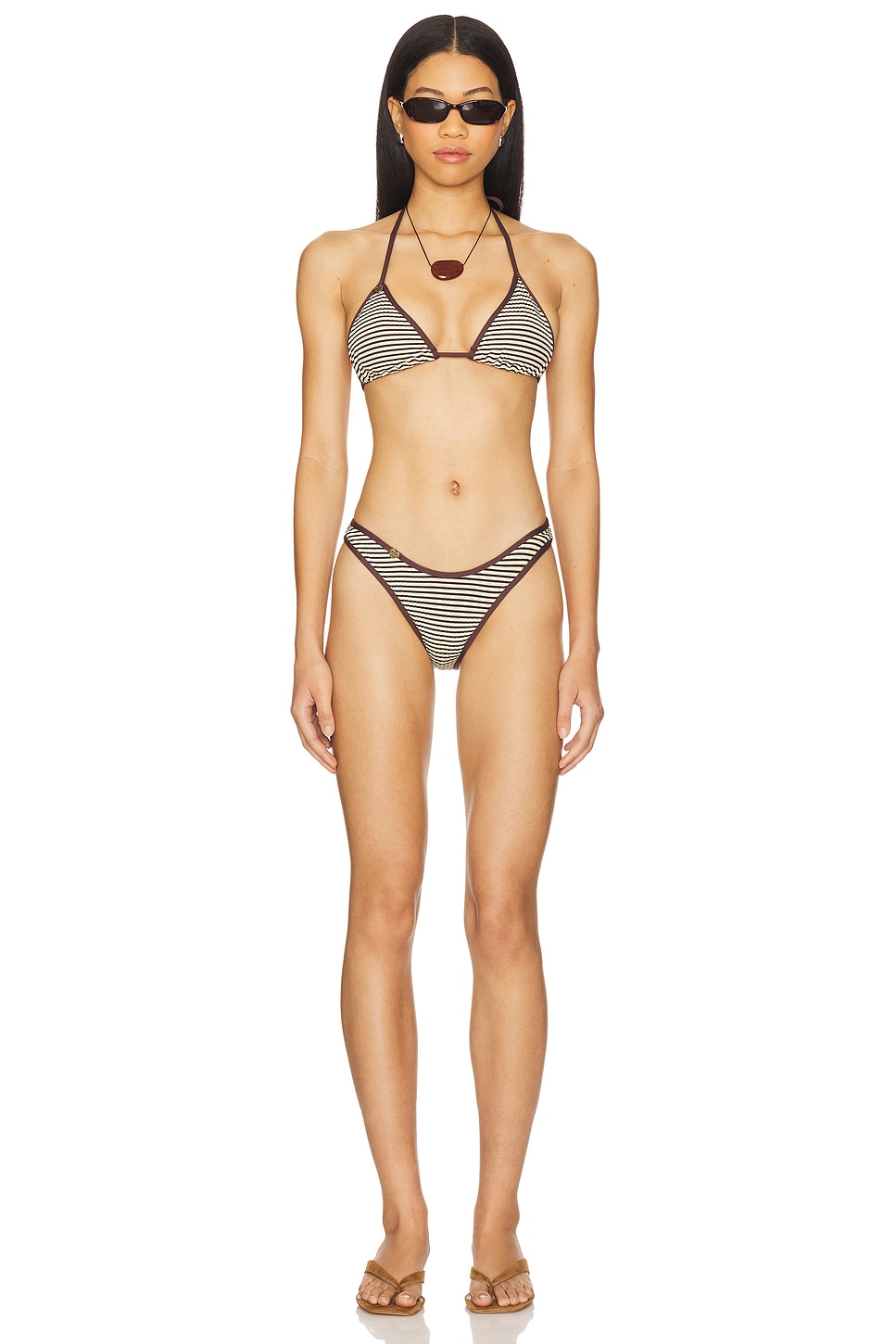 x Bella Hadid Dove Striped Rib Bikini Bottom - Thumbnail 4