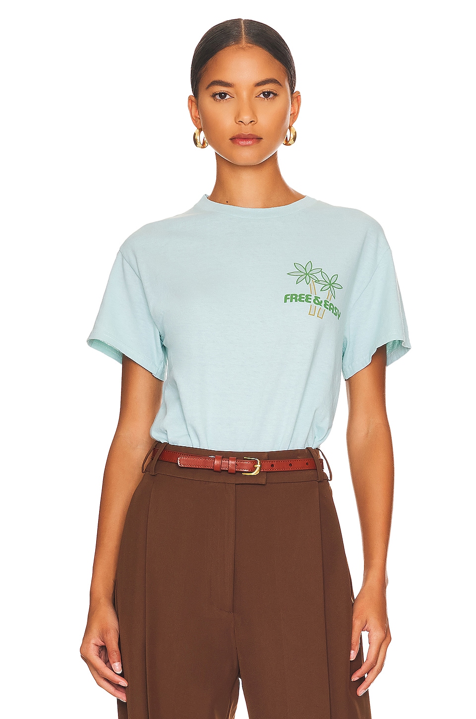 Free & Easy Sun Palms Tee in Pale Green