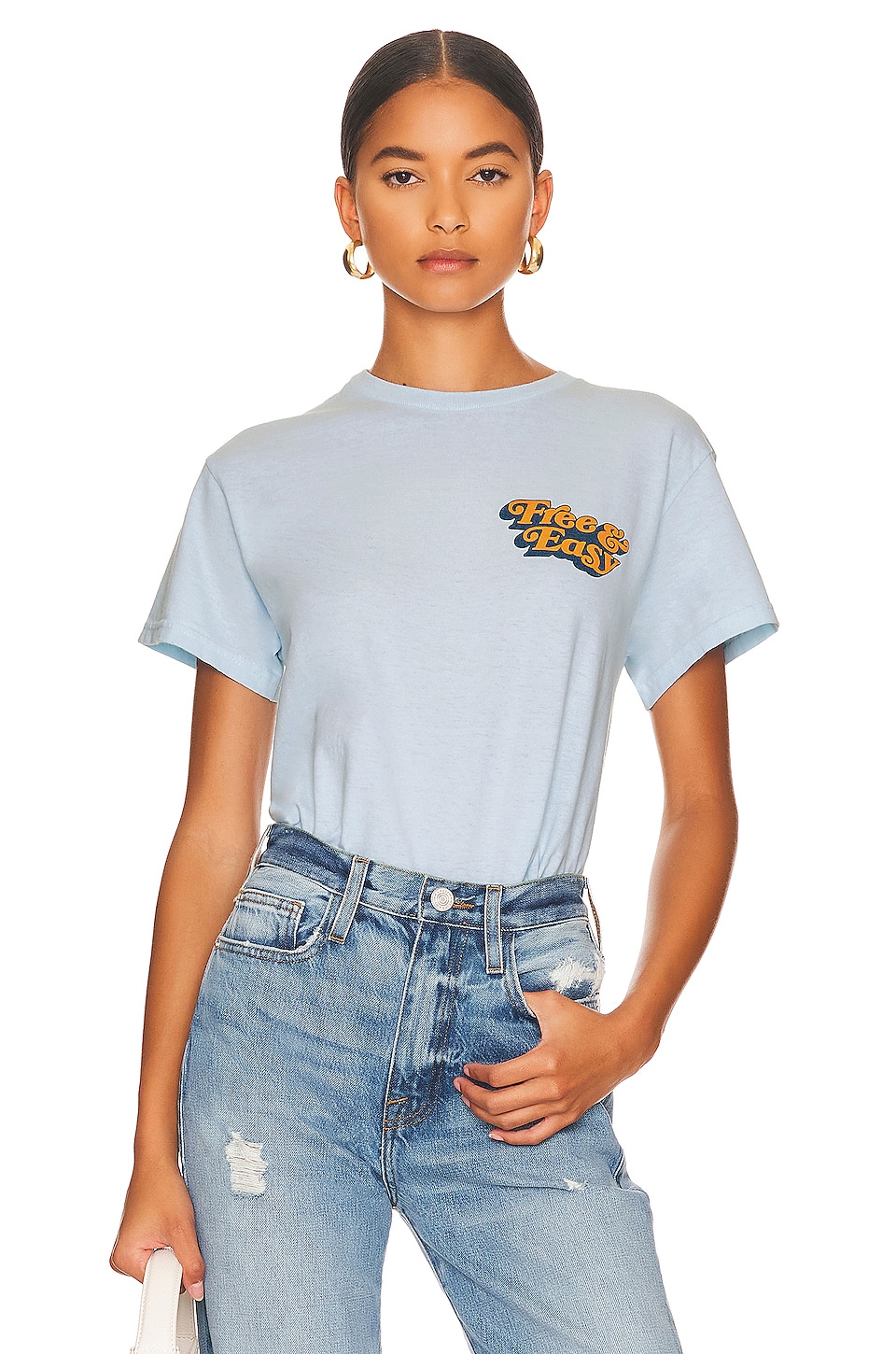 Free & Easy Be Happy La Tee in Powder Blue