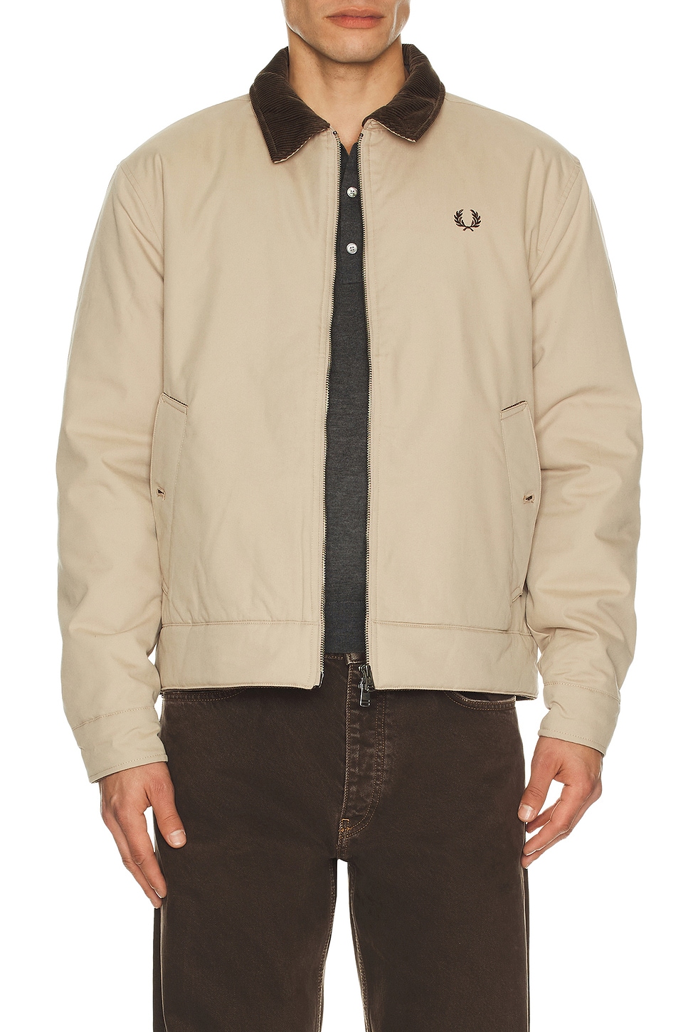 Fred Perry Cotton Caban Jacket in Warm Oat | REVOLVE