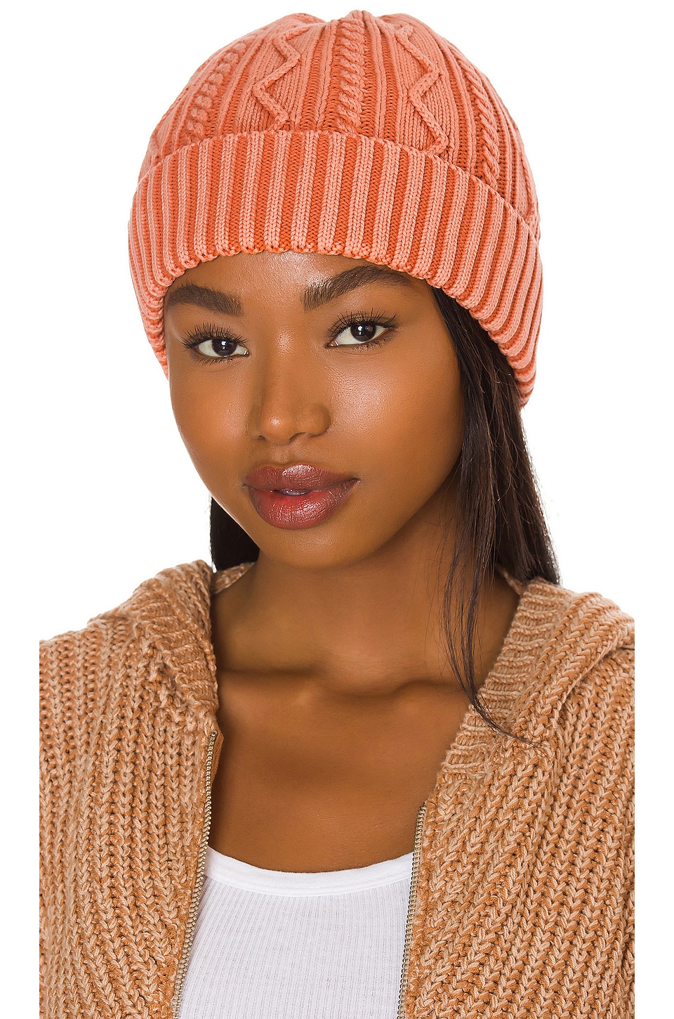 Free People Stormi Washed Cable Beanie Violet
