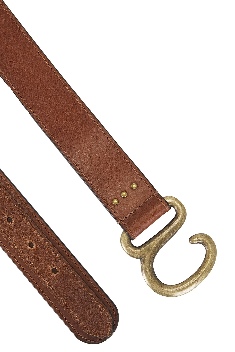 Free People New With Tags Brown/Cognac Leather & Brass Hex Hip Belt Size S-M Free People | Accessories | Free People Spur Stud Leather  main image 3