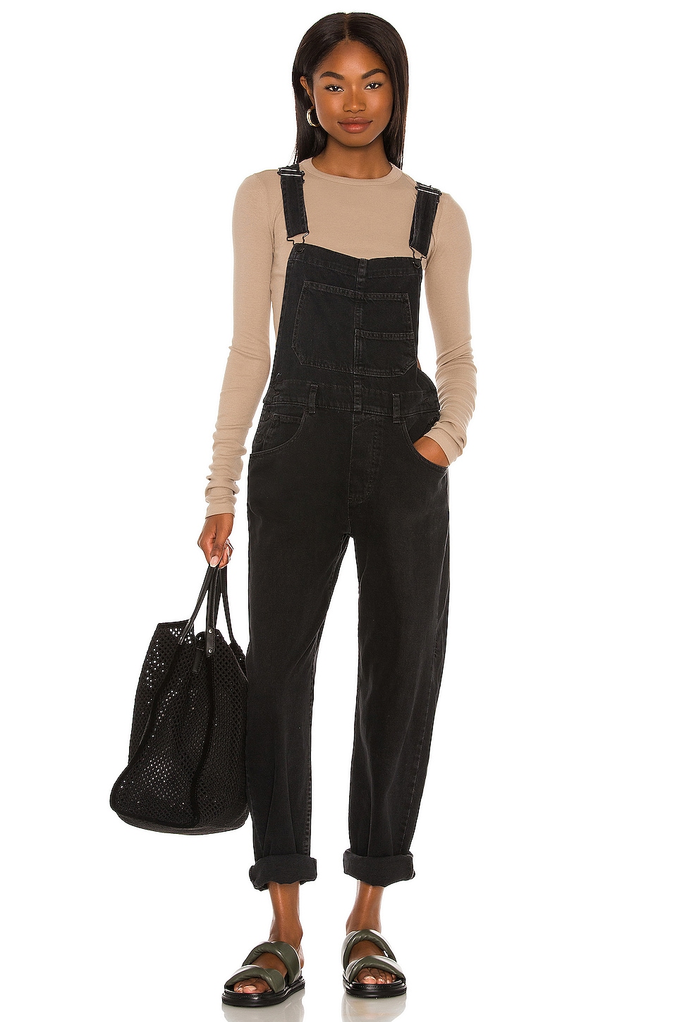 Free People x We The Free Ziggy Denim Overall in Mineral Black