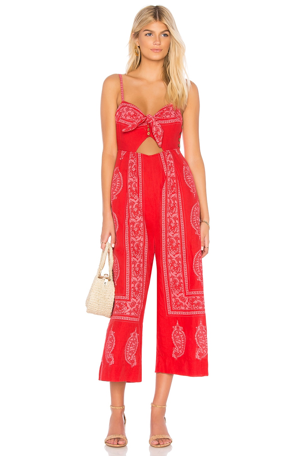 FREE PEOPLE FREE PEOPLE FEEL THE SUN JUMPSUIT IN RED.,FREE-WC23