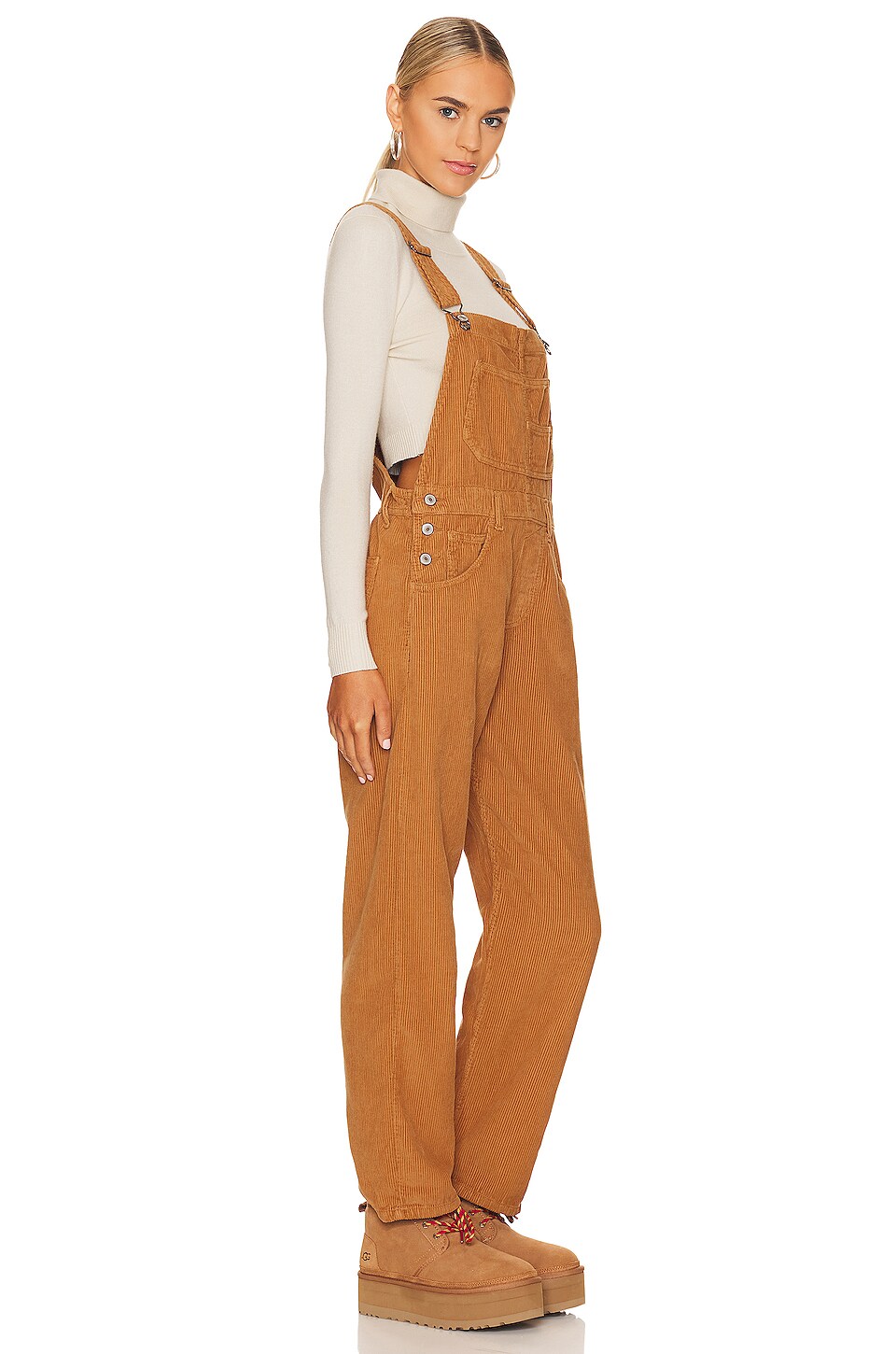 Free People Ziggy Cord Overall in Tan