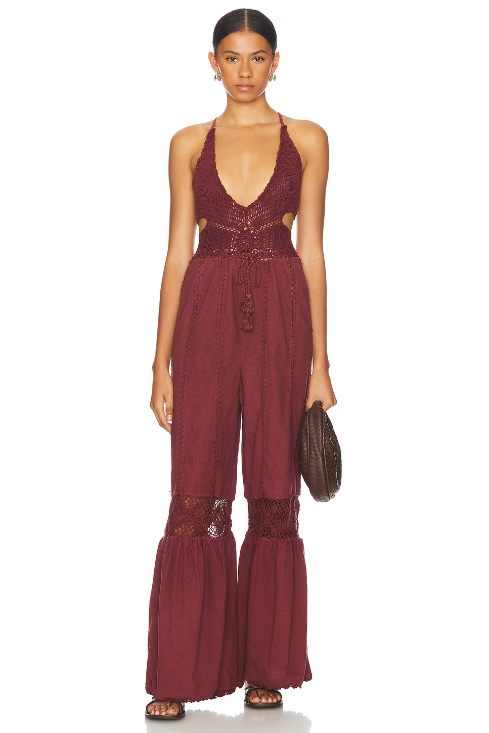 Free People x REVOLVE Freya Crochet One Piece Jumpsuit en Brown | REVOLVE