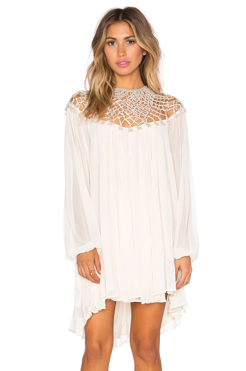 Free People Macrame Dress in Almond | REVOLVE