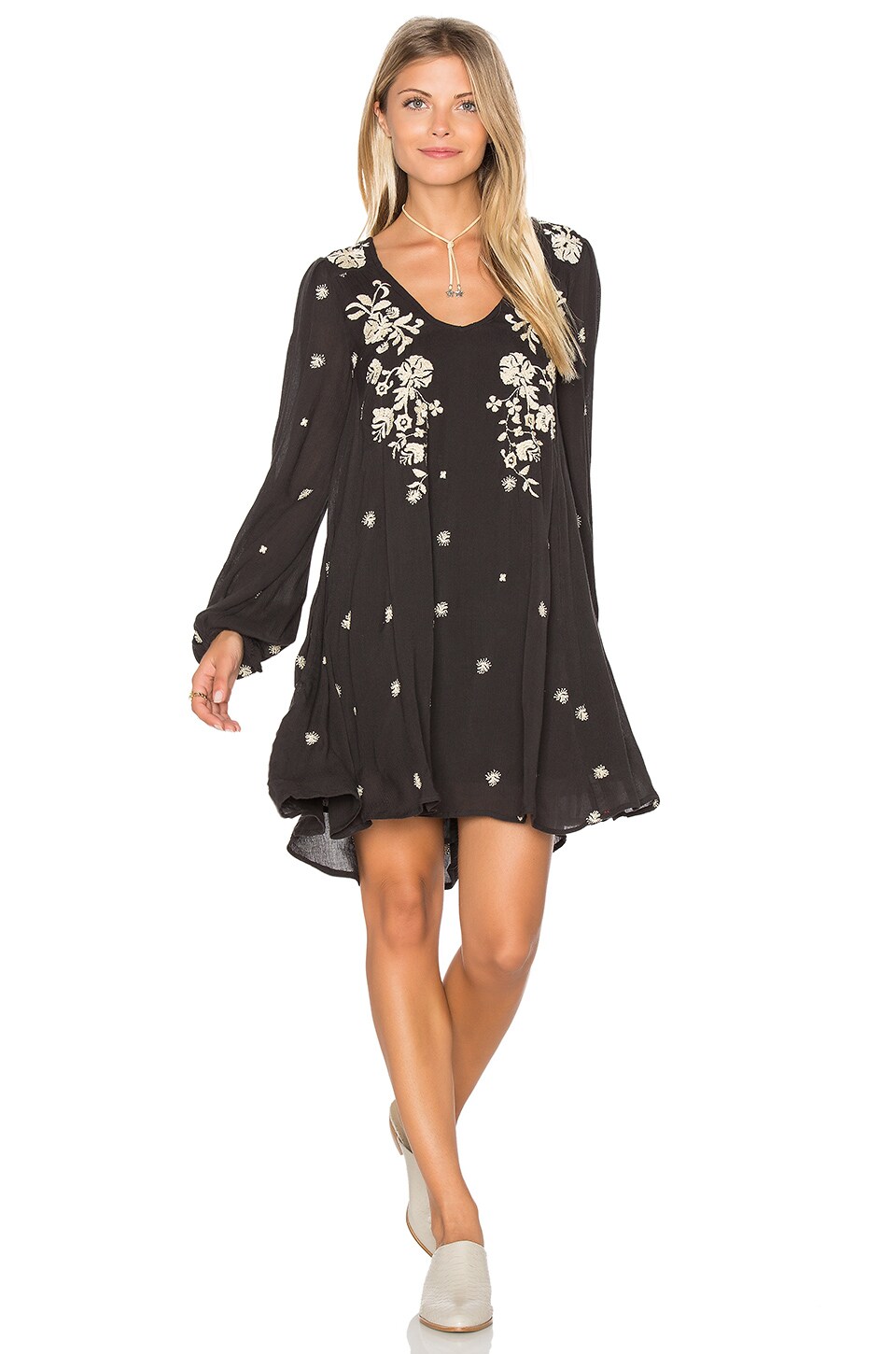 Free People Sweet Tennessee Embroidered Dress in Black Combo