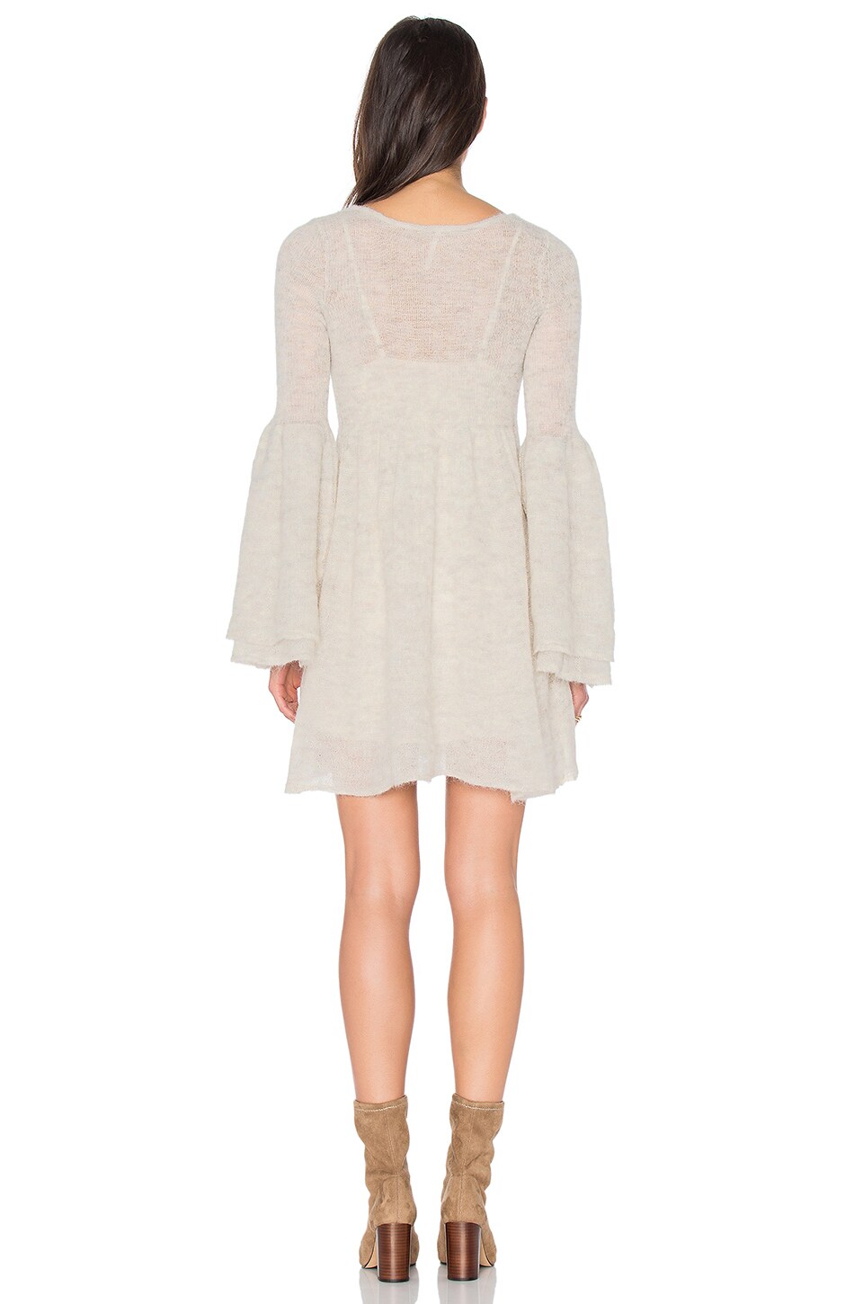 FREE PEOPLE 'Juliet' Babydoll Sweater Dress in Ivory ModeSens