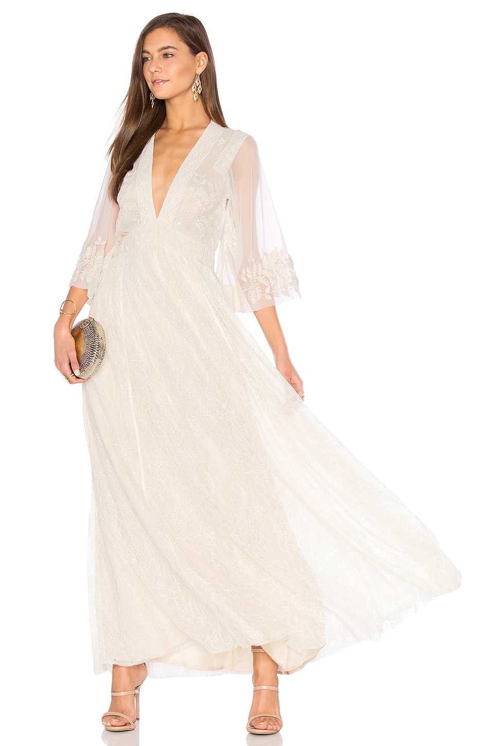 Free People Eclair Embroidered Maxi Dress in Ivory | REVOLVE