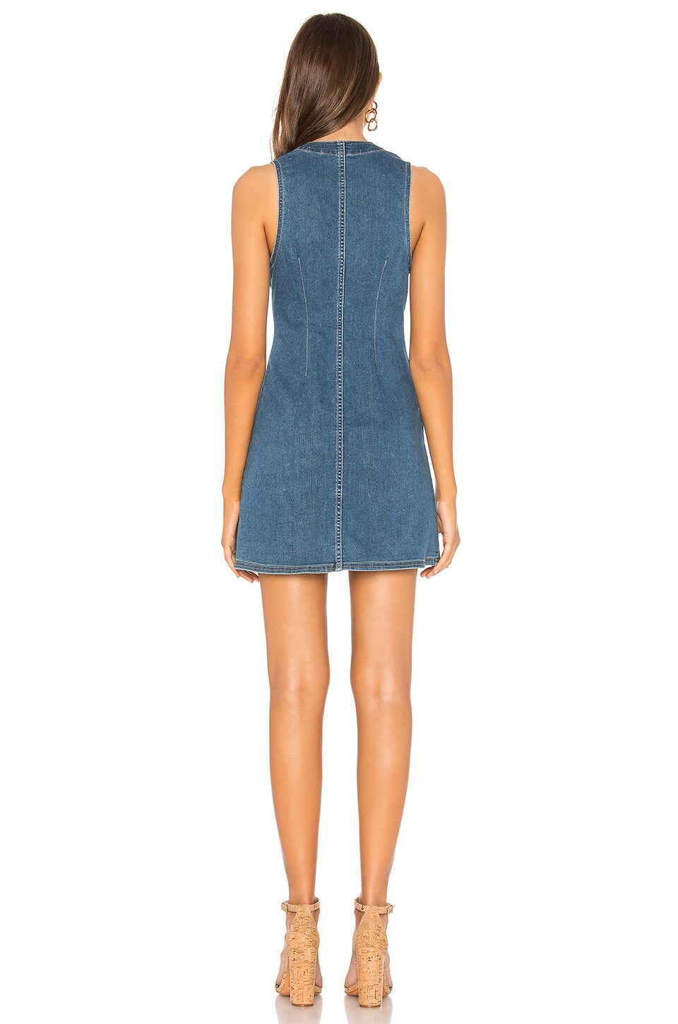 Free People Wandering Star Denim Mini Dress in Blue | REVOLVE