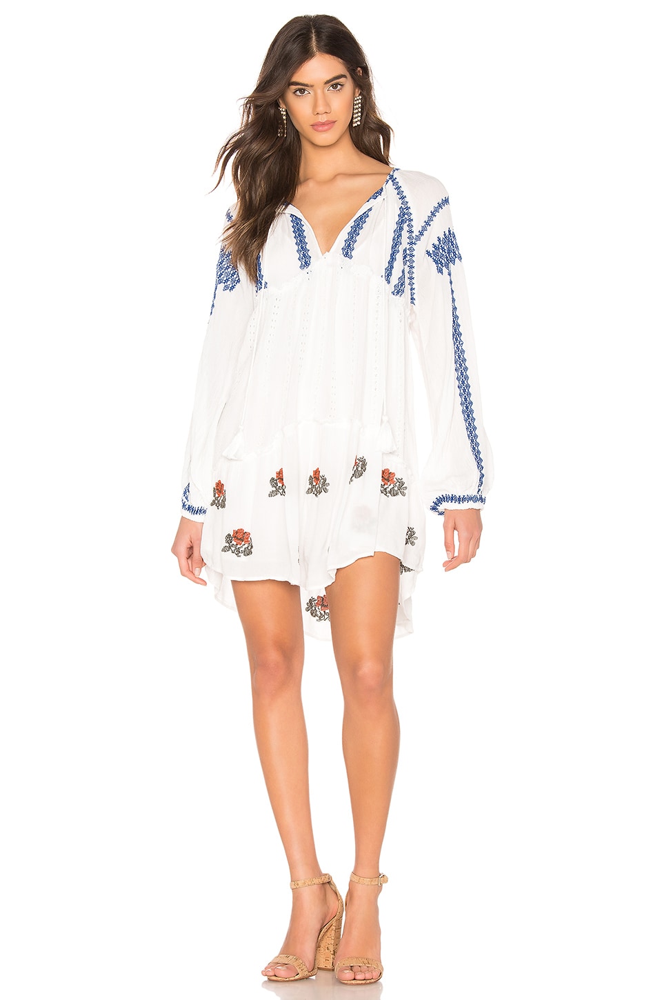 Free People Dresses FREE PEOPLE WILD HORSES EMBROIDERED MINI DRESS IN WHITE.