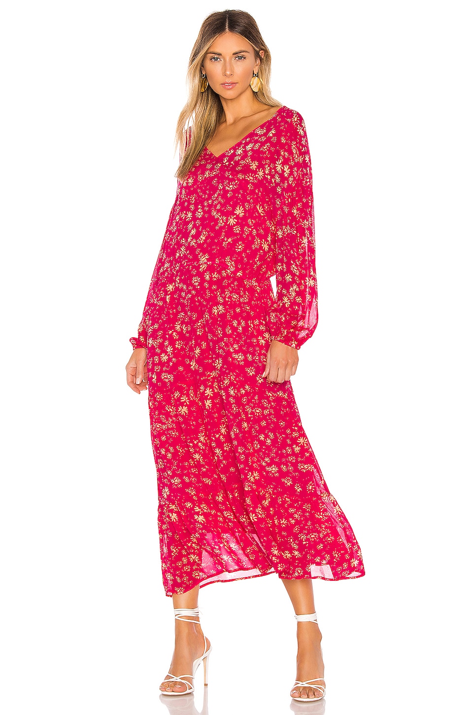Free People Wall Flower Midi Dress in Red | REVOLVE
