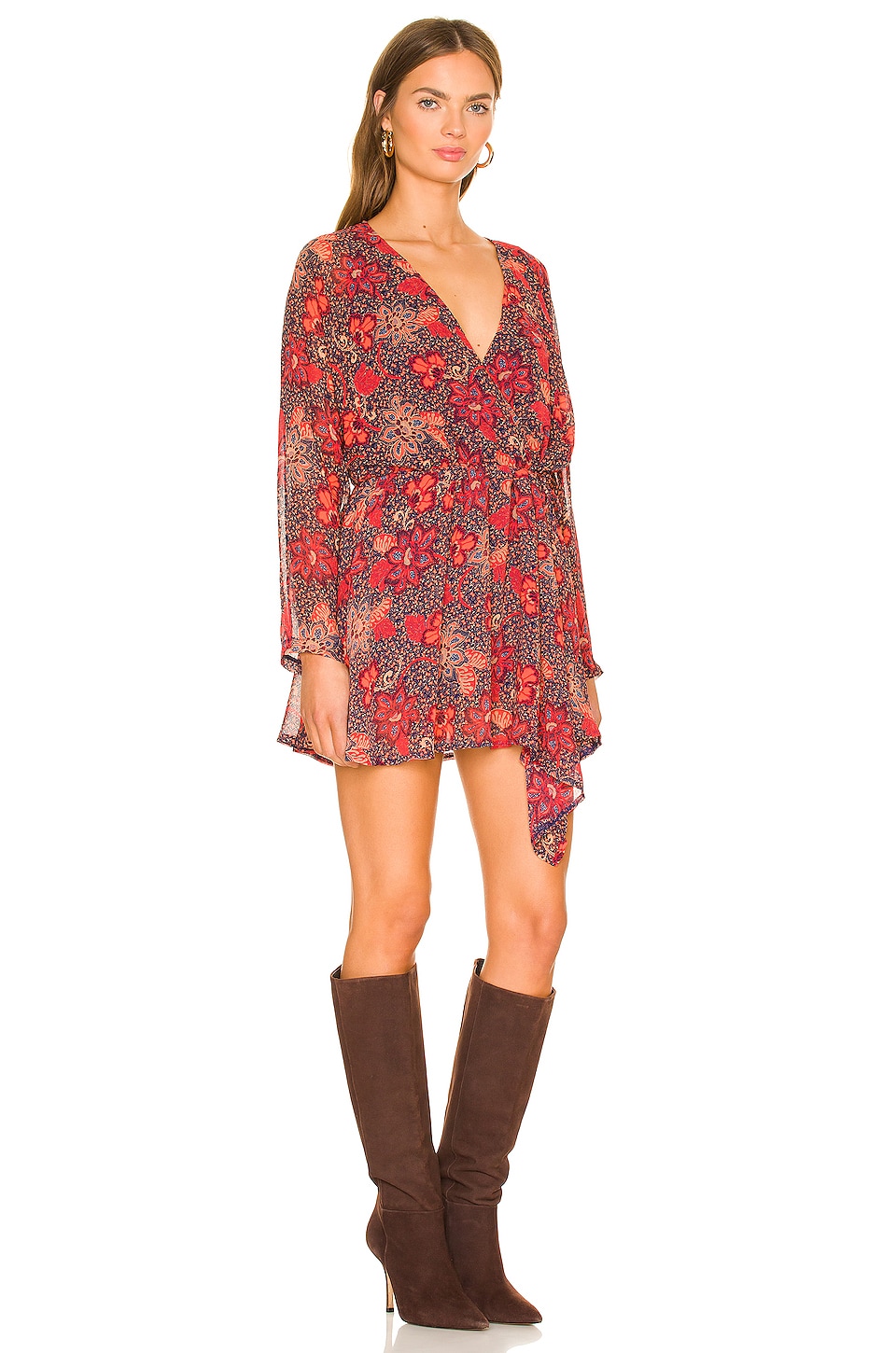 Free People Teegan Mini Dress in Peach Combo