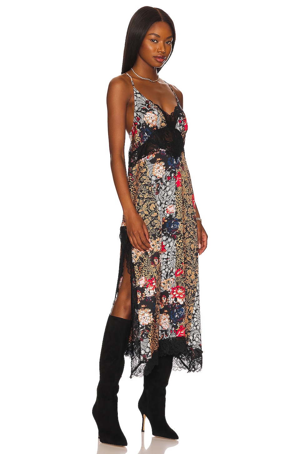 Free People Right Now Midi Slip in Black Combo