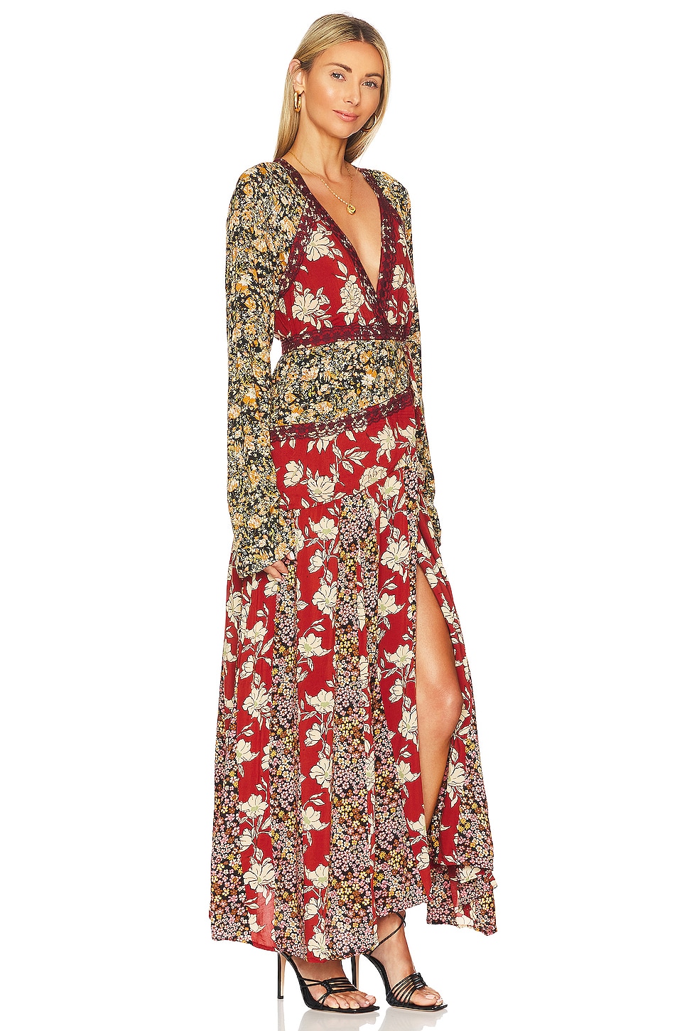 Free People Tilda Wrap Dress in Neutral Combo