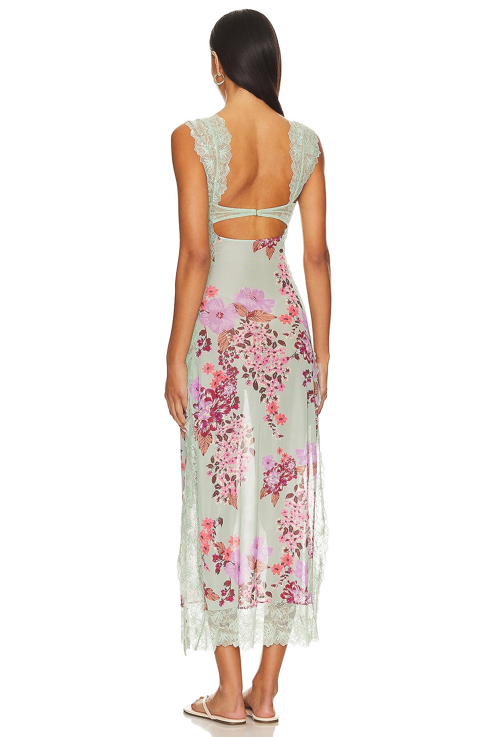 Free People x Intimately FP Suddenly Fine Maxi Slip Dress In Sage Combo thumbnail