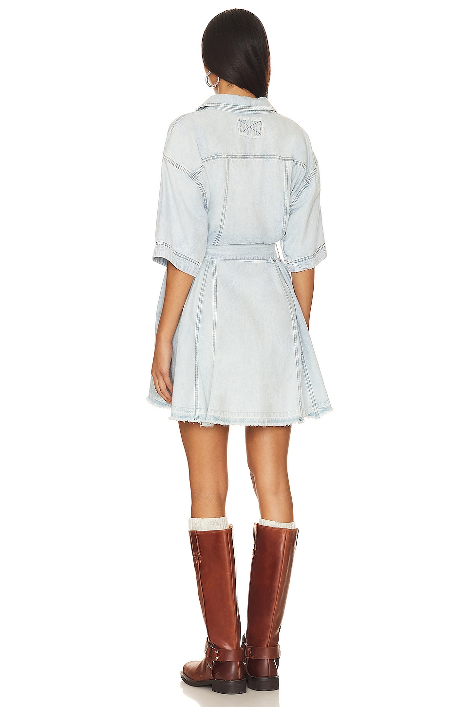 x We The Free Jenny Denim Tunic Dress In Light Indigo Combo
