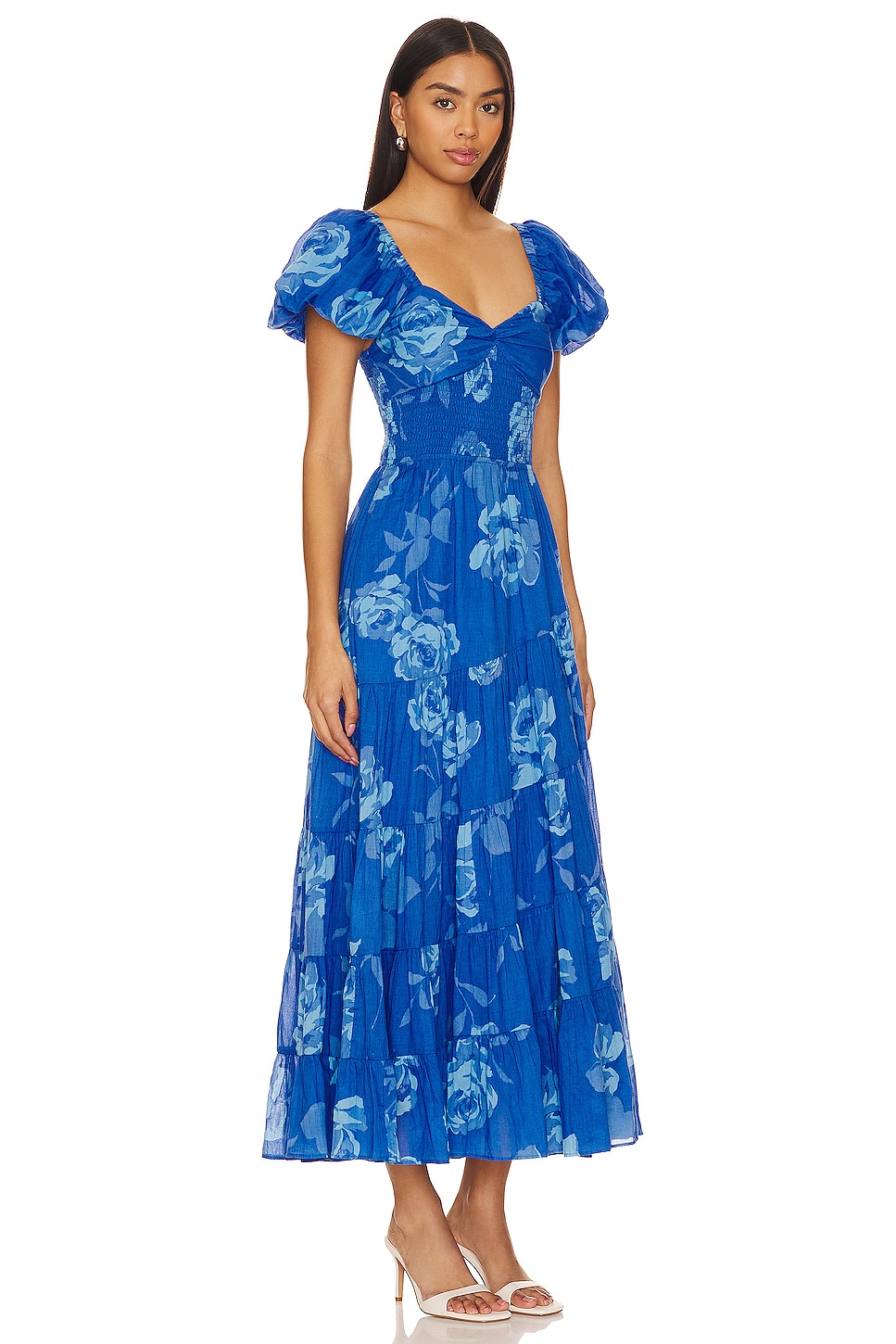 Free People Short Sleeve Sundrenched Maxi Dress In Sapphire Combo thumbnail