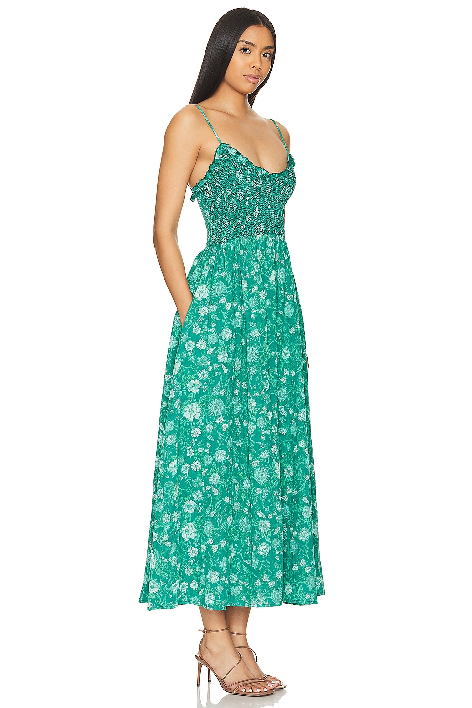 Free People Sweet Nothings Midi Dress In Forest Combo thumbnail