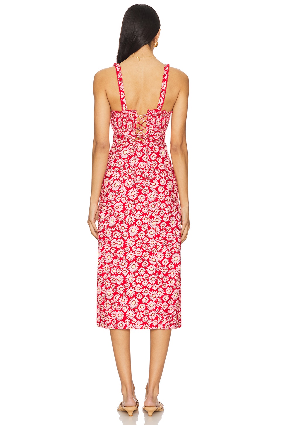 slim fit dress slacks Saylor Calibria Daisy Embroidered Midi Dress in White – Suite 201