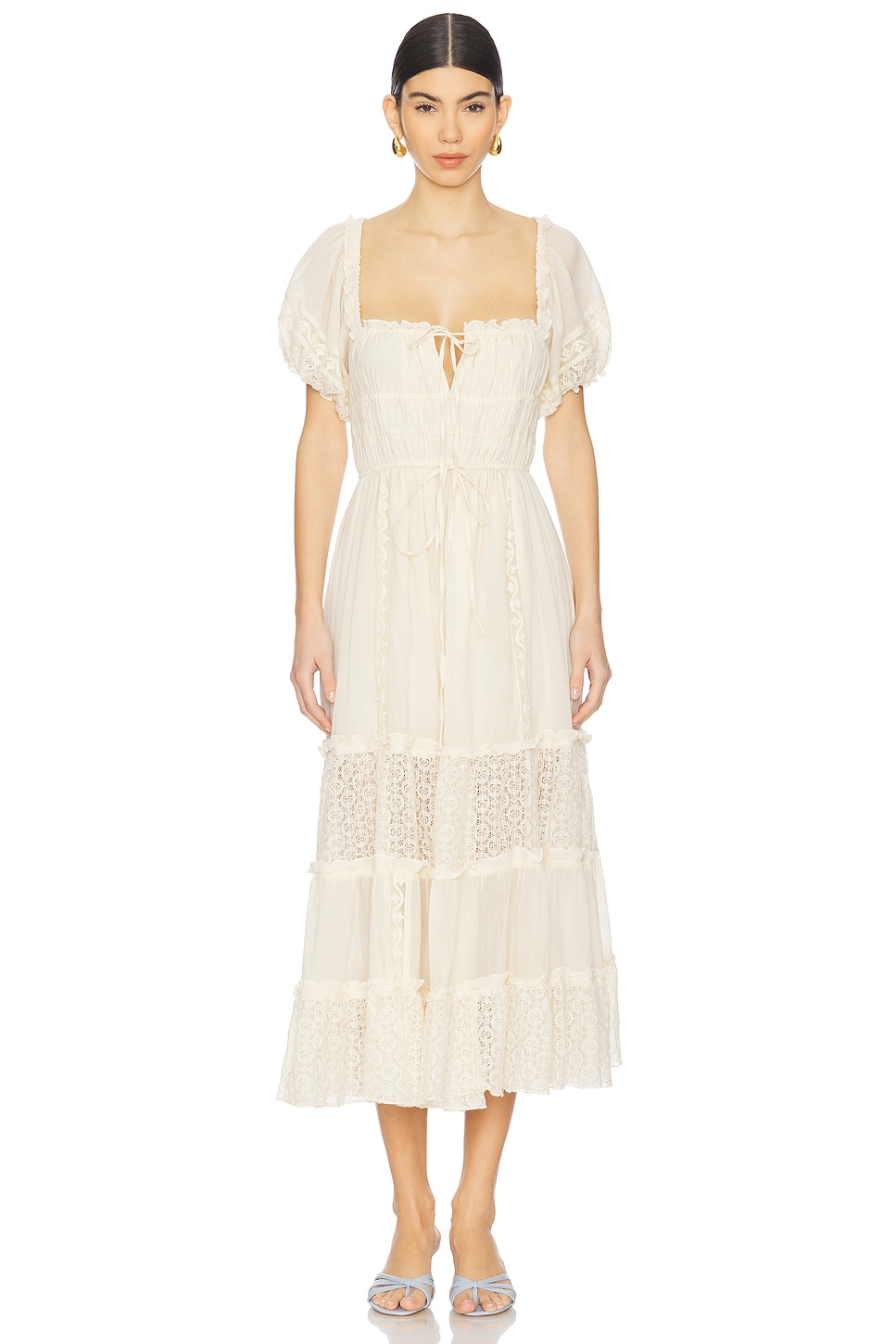Free People Falling Sun Midi Dress in Tea | REVOLVE