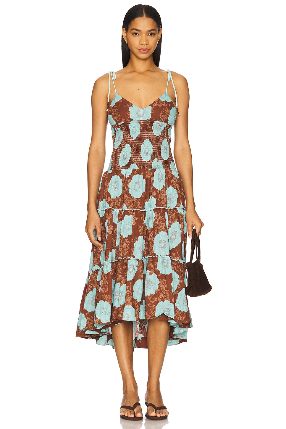 【Free People】アドリエル ミディドレス ワンピース Free People Adriel Midi Dress in Nutmeg Combo | REVOLVE