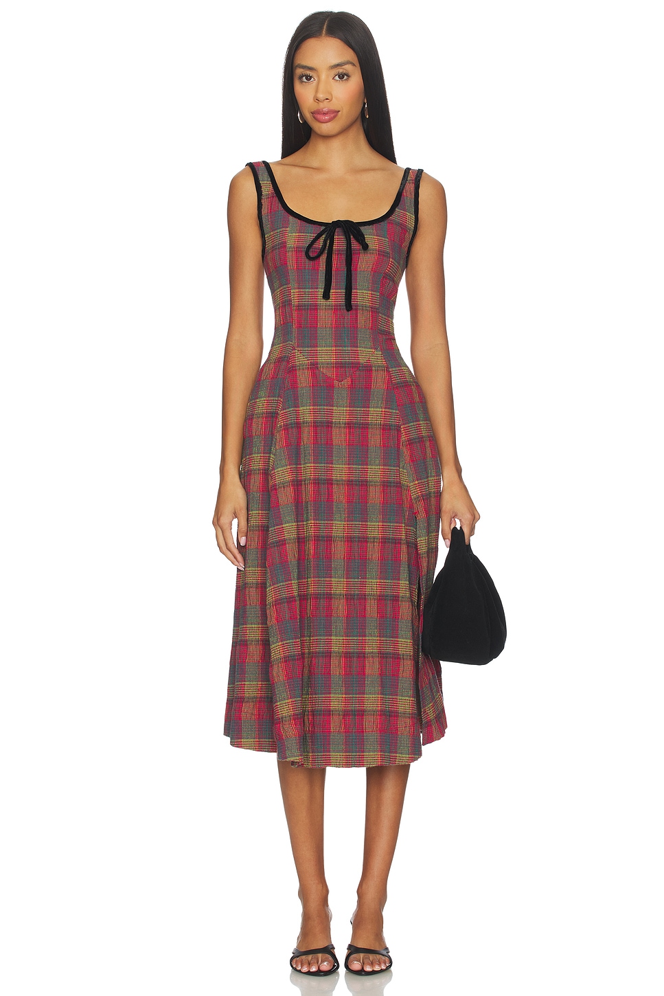free people red gingham dress Free People Via Midi Dress