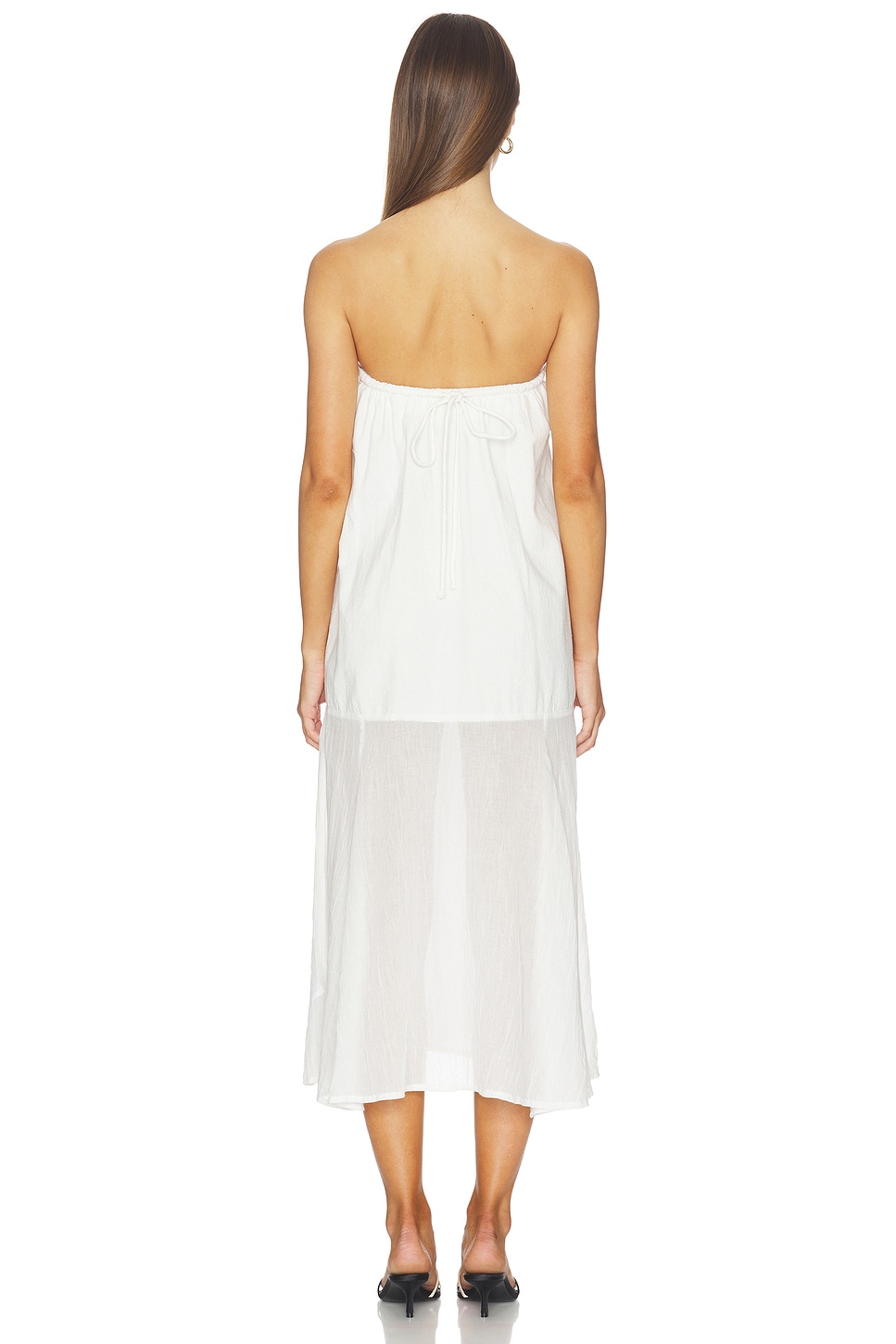 white tube midi dress Montsand IVORY DRAPED TUBE MIDI DRESS