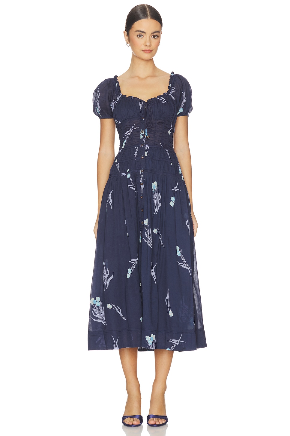 floral midi dress formal Mauve Floral Strapless Midi Dress – Unique Vintage