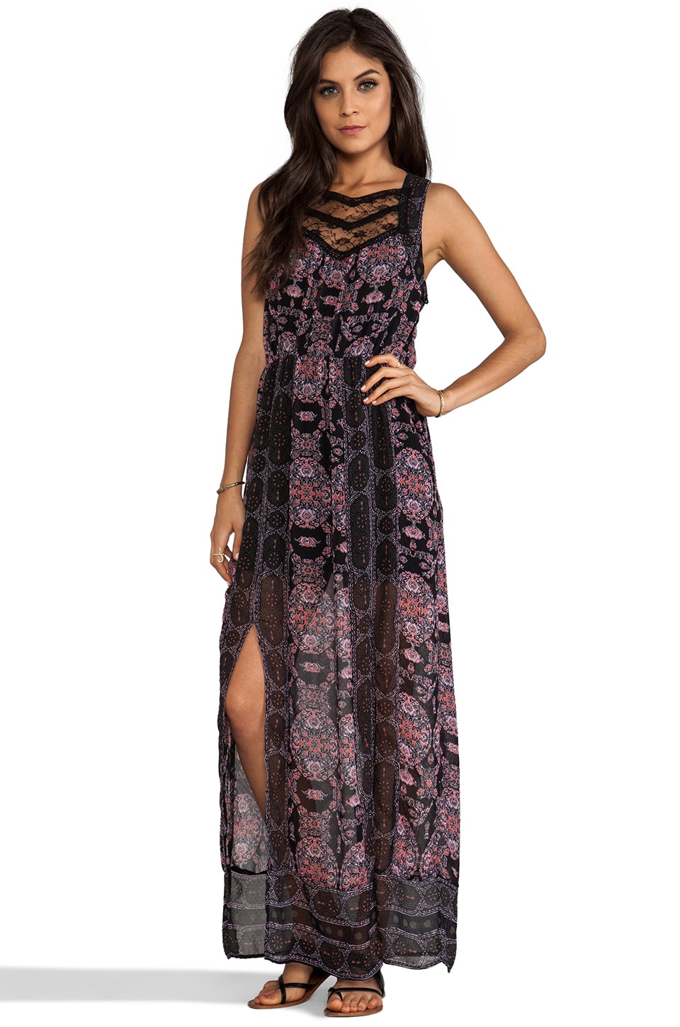 Free People Moroccan Printed Maxi Dress in Black Combo | REVOLVE