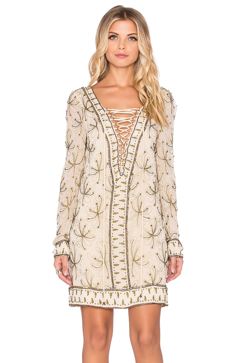 Free People Sicily Beaded Shift Dress in Ivory | REVOLVE