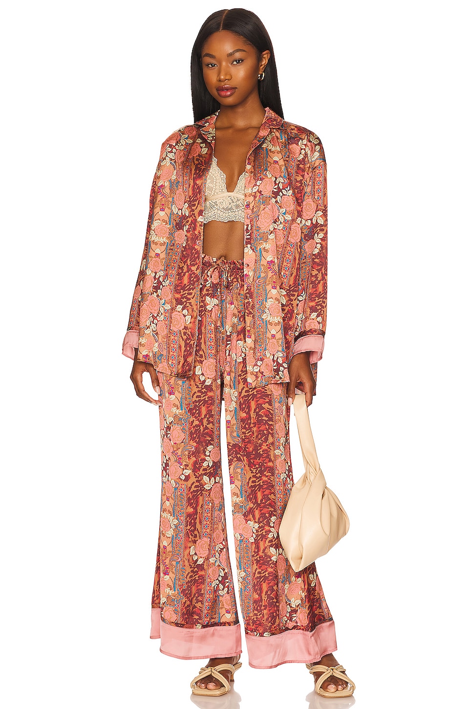 Free People Dreamy Days Pajama Set in Natural Combo REVOLVE