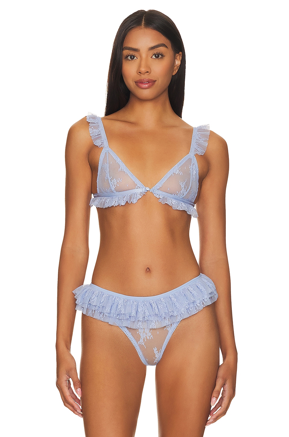 Free People x Intimately FP Feeling Frilly Triangle Bralette In Blue in Blue