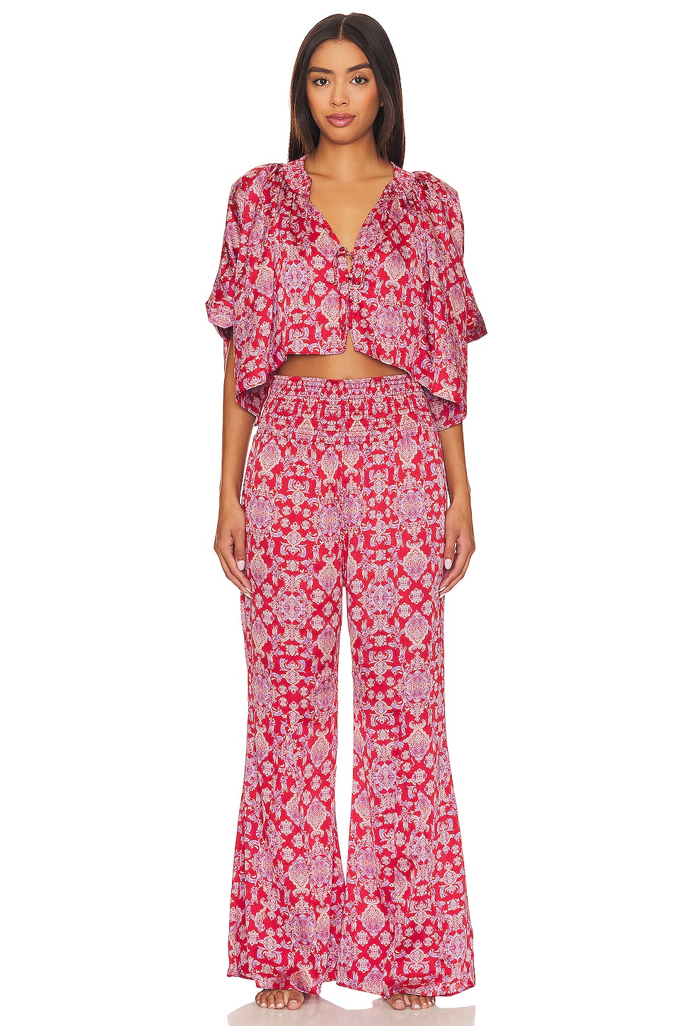 Free People x Intimately FP Misty Mornings Sleep Set In Red Combo in Red  Combo