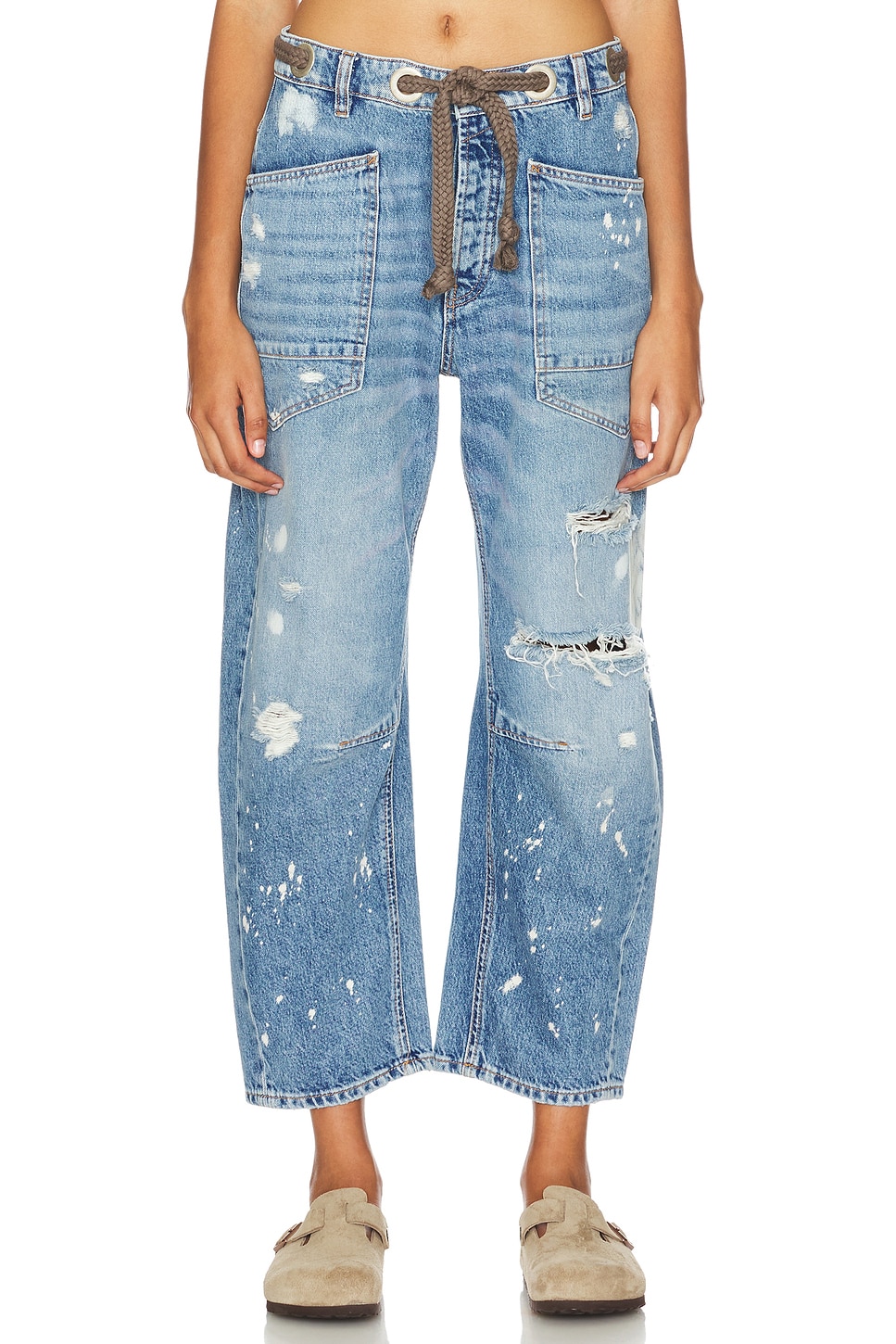 Free People x We The Free Moxie Low Slung Pull On Jean in Calypso | REVOLVE