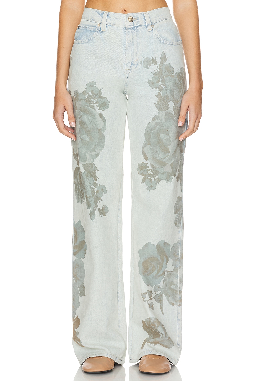x We The Free Tinsley Printed Wide Leg Jeans