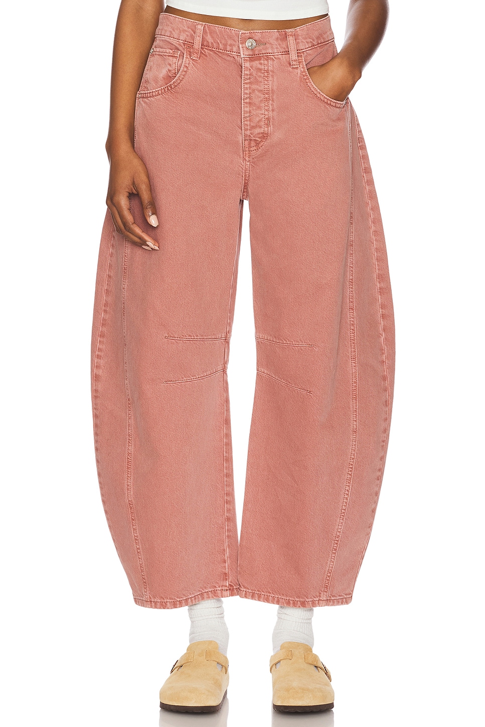 x We The Free Good Luck Mid Rise Barrel Jeans