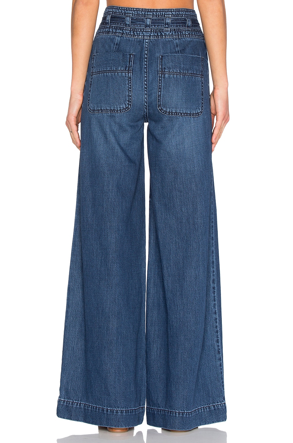 Free People Belted Flare Jean in Maytal Blue | REVOLVE