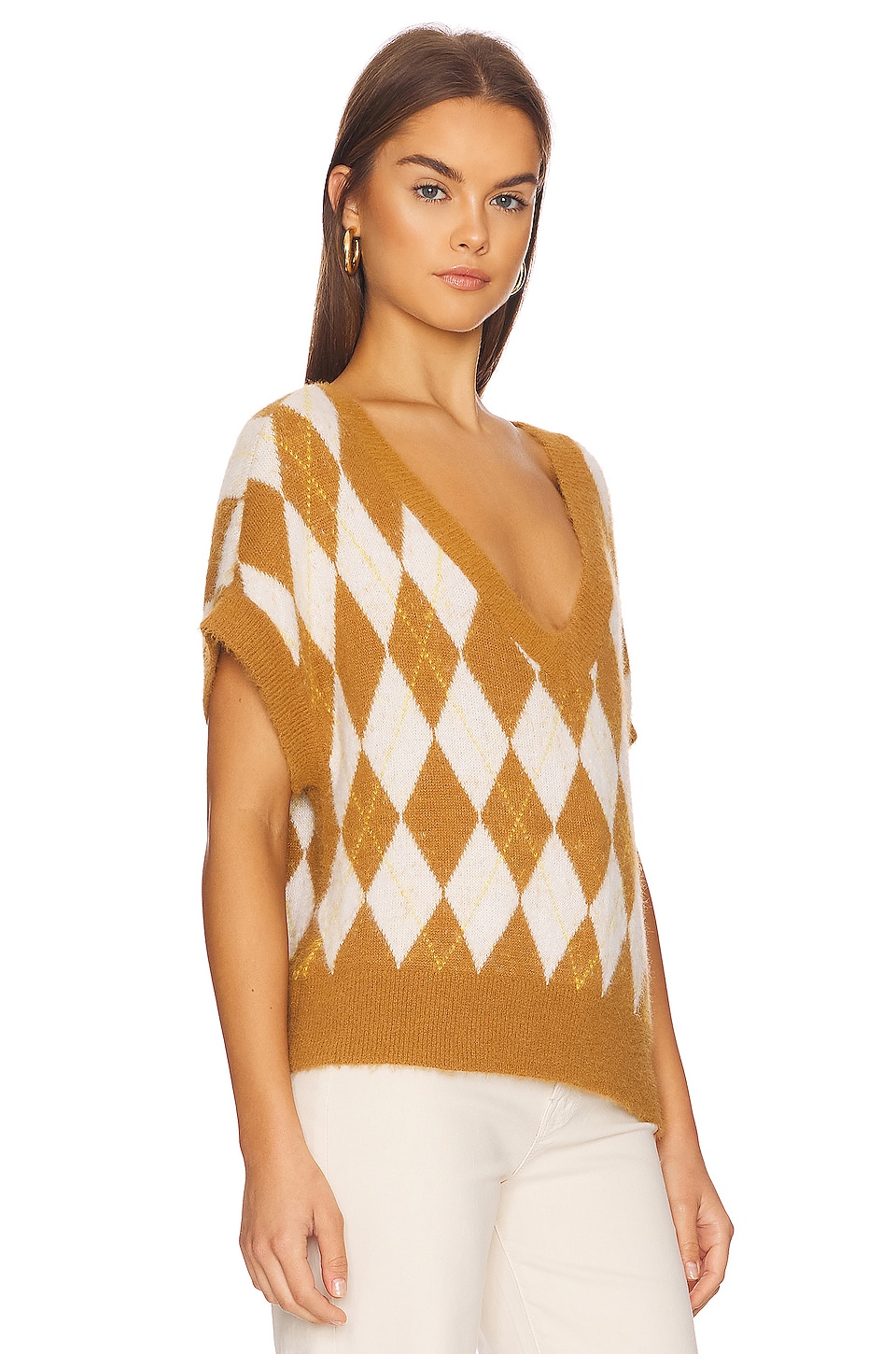 Free People Through The Motions Vest in Tiger Eye Combo