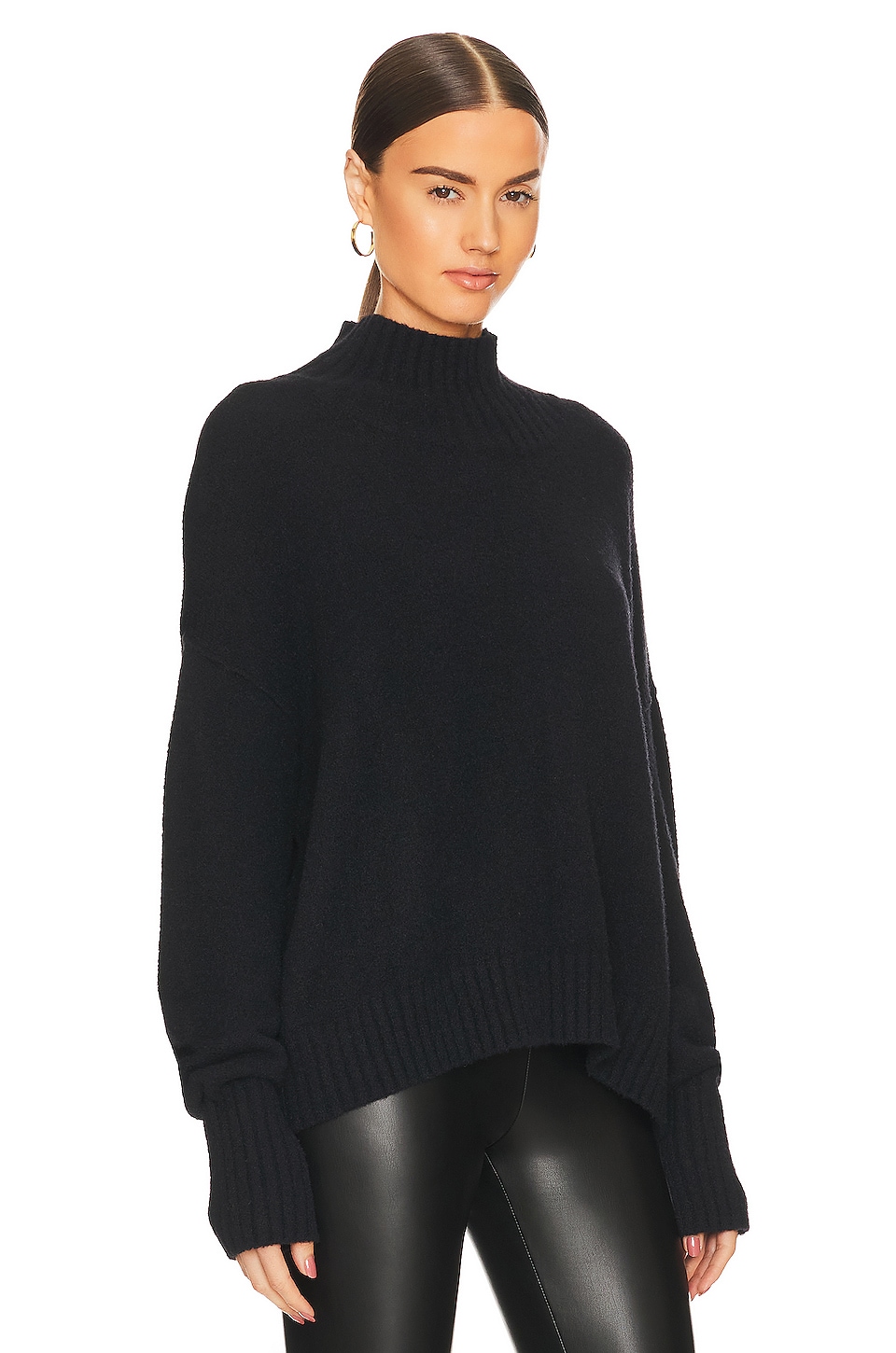 Free People Vancouver Turtleneck Top in Black