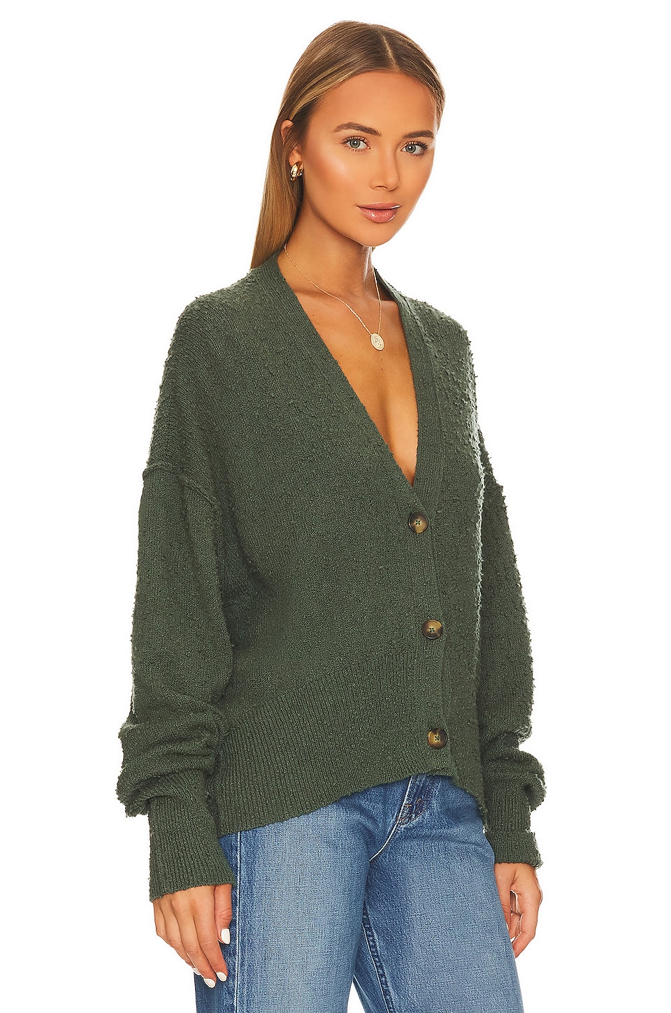 Free People Found My Friend Cardi in Forest Pine