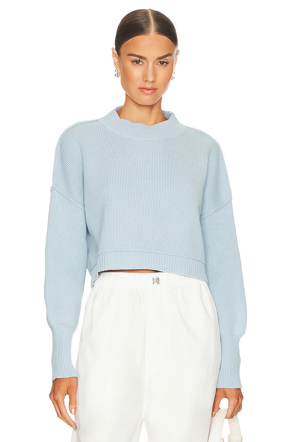 Free People Easy Street Crop Sweater in Cloud Cruise REVOLVE