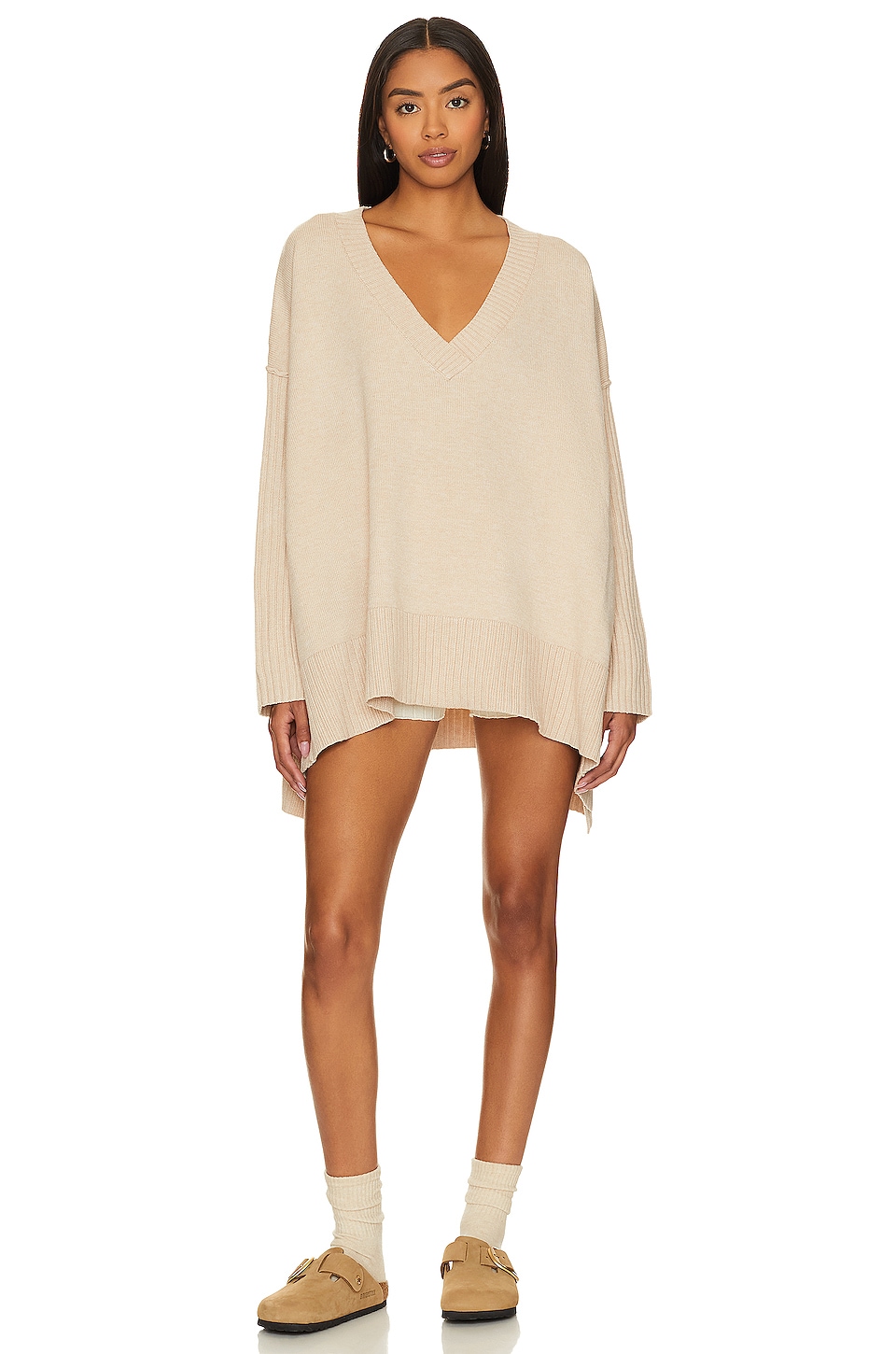 Free People Orion Tunic Sweater in Almond | REVOLVE