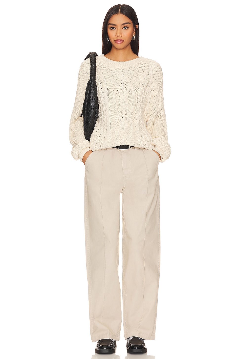 Free People Frankie Cable Sweater in Ivory | REVOLVE