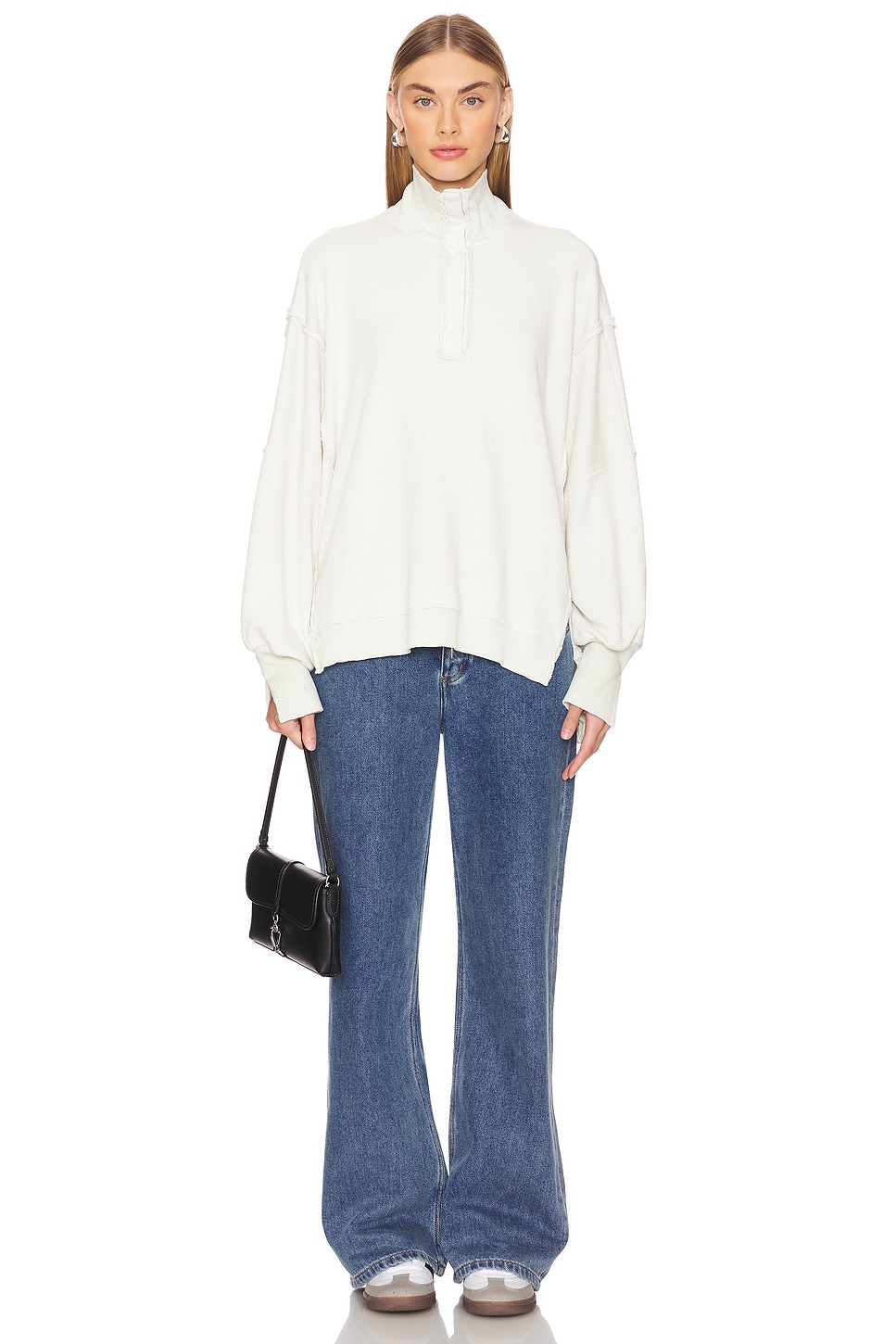 (取寄) フリーピープル レディース カムデン ヘンリー Free People women Camden Henley Optic White We The Free Camden Henley Sweatshirt | Free People