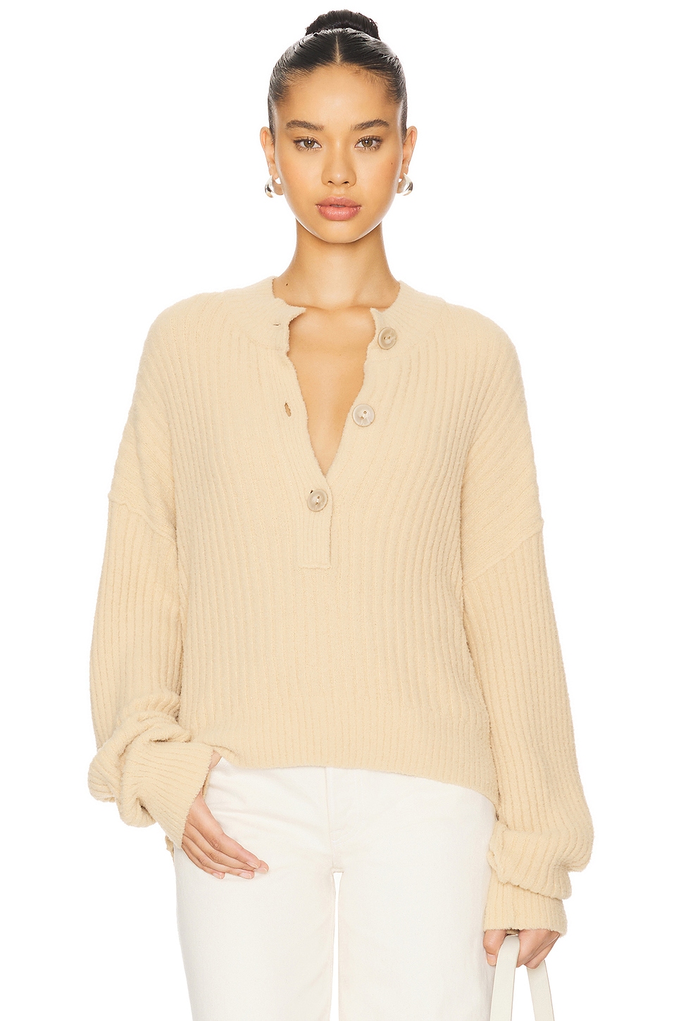 Free People Juniper pullover light tan womens oversized large/Xlarge excellent hotsell