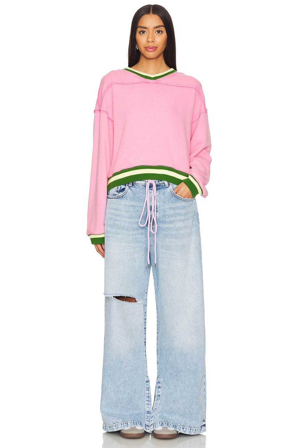 フリーピープル Free People Rio Sweatshirt レディース Sweaters Pinky Promise Combo Free People Rio Sweatshirt in Pinky Promise Combo | REVOLVE