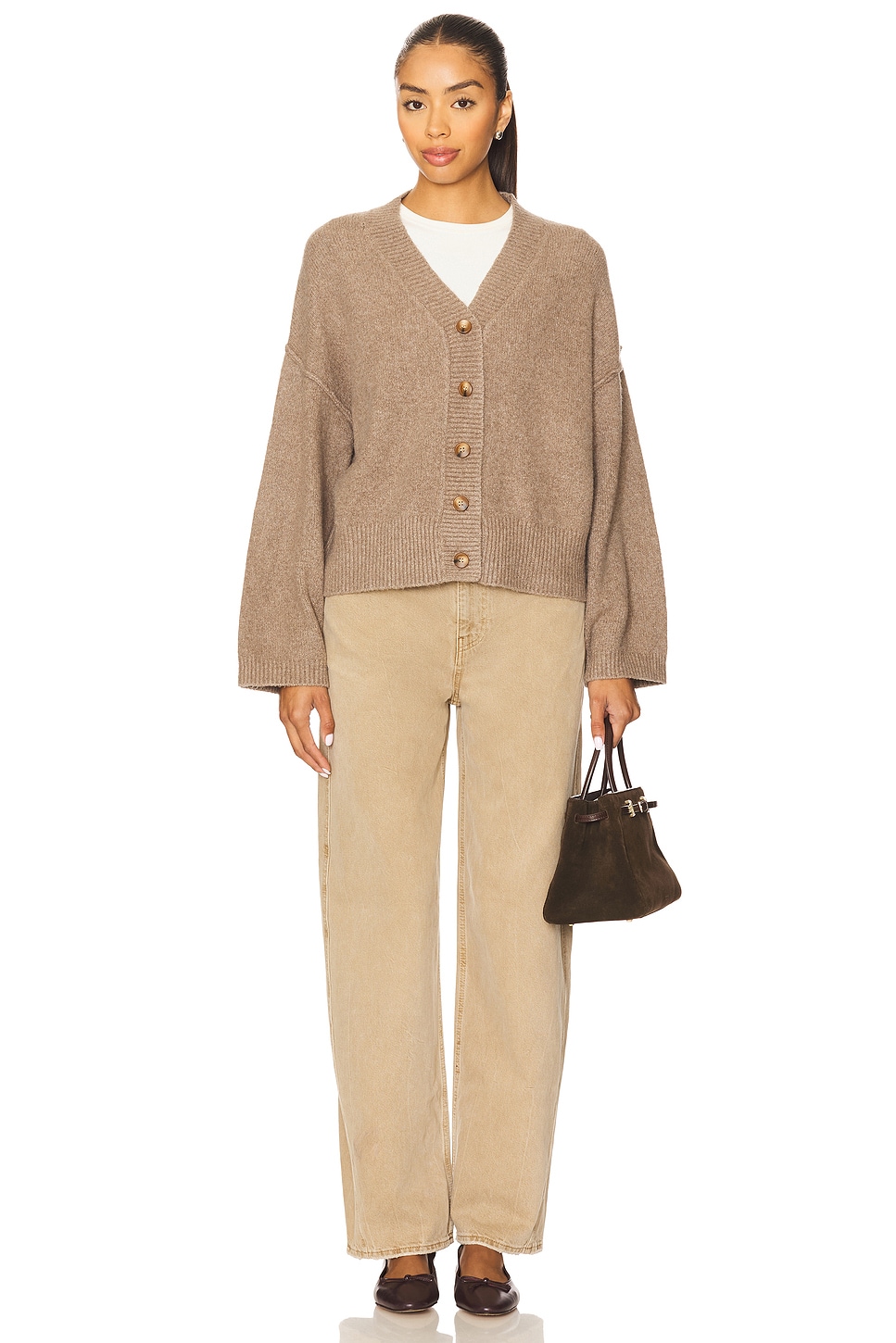 Free People Cool Of The Night Cardi in Mocha Melange | REVOLVE